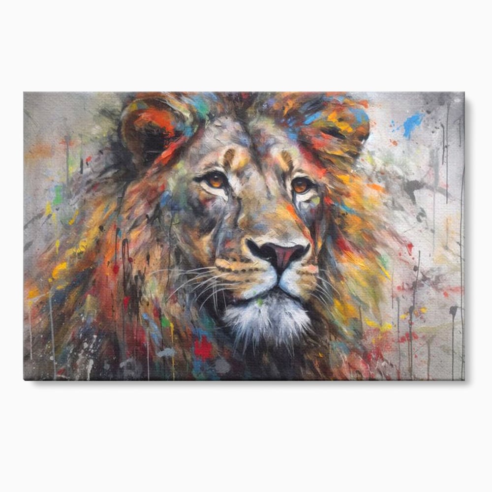 Tablou canvas cu tablou canvas cu leu colorat, fara rama, pe sasiu de lemn